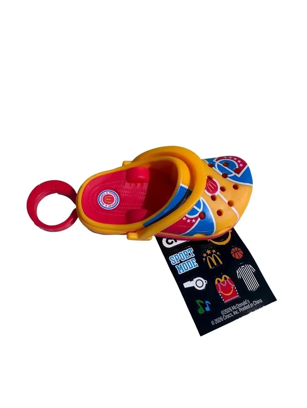 McDonalds Crocs Toy Unisex OS Yellow All American Games Basketball Keychain Stic